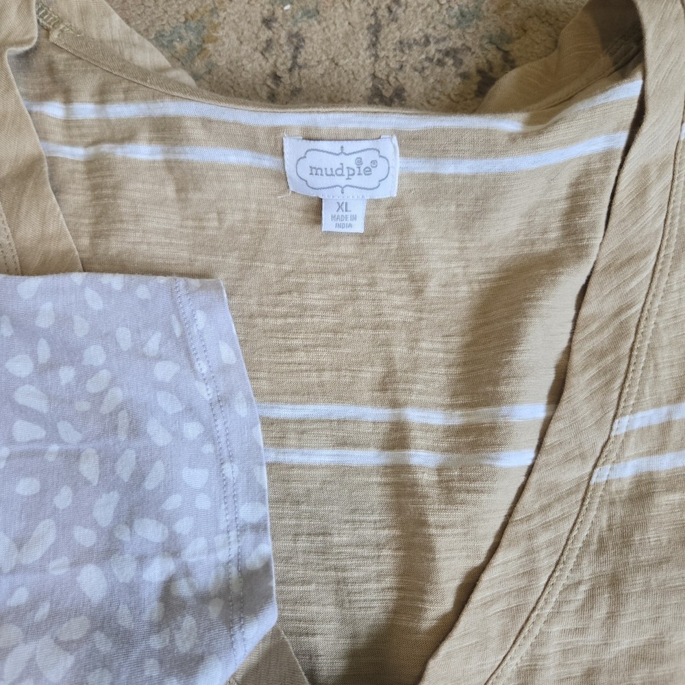 Mudpie Womens Top Shirt Tank Lot Of 2 Size XL Comfort Casual Neutral - Picture 4 of 11